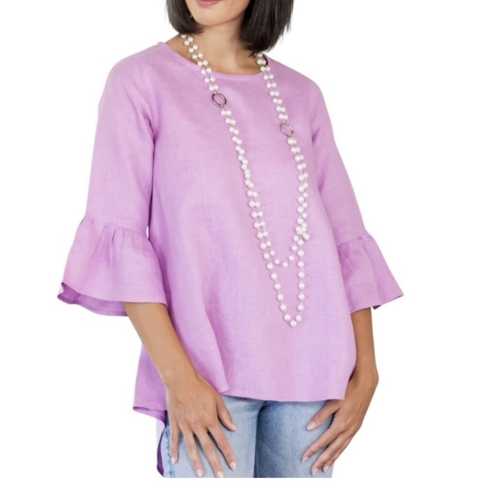 Crown Linen Designs Women Tops 3 Plus Size 3X Bell Sleeve 100% Linen